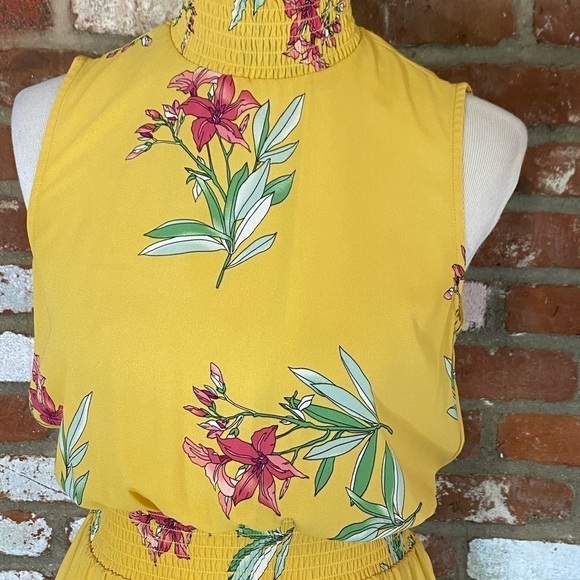 Nanette Lepore Yellow Floral Sleeveless Smock Neck Midi Dress size 4 - Picture 8 of 11